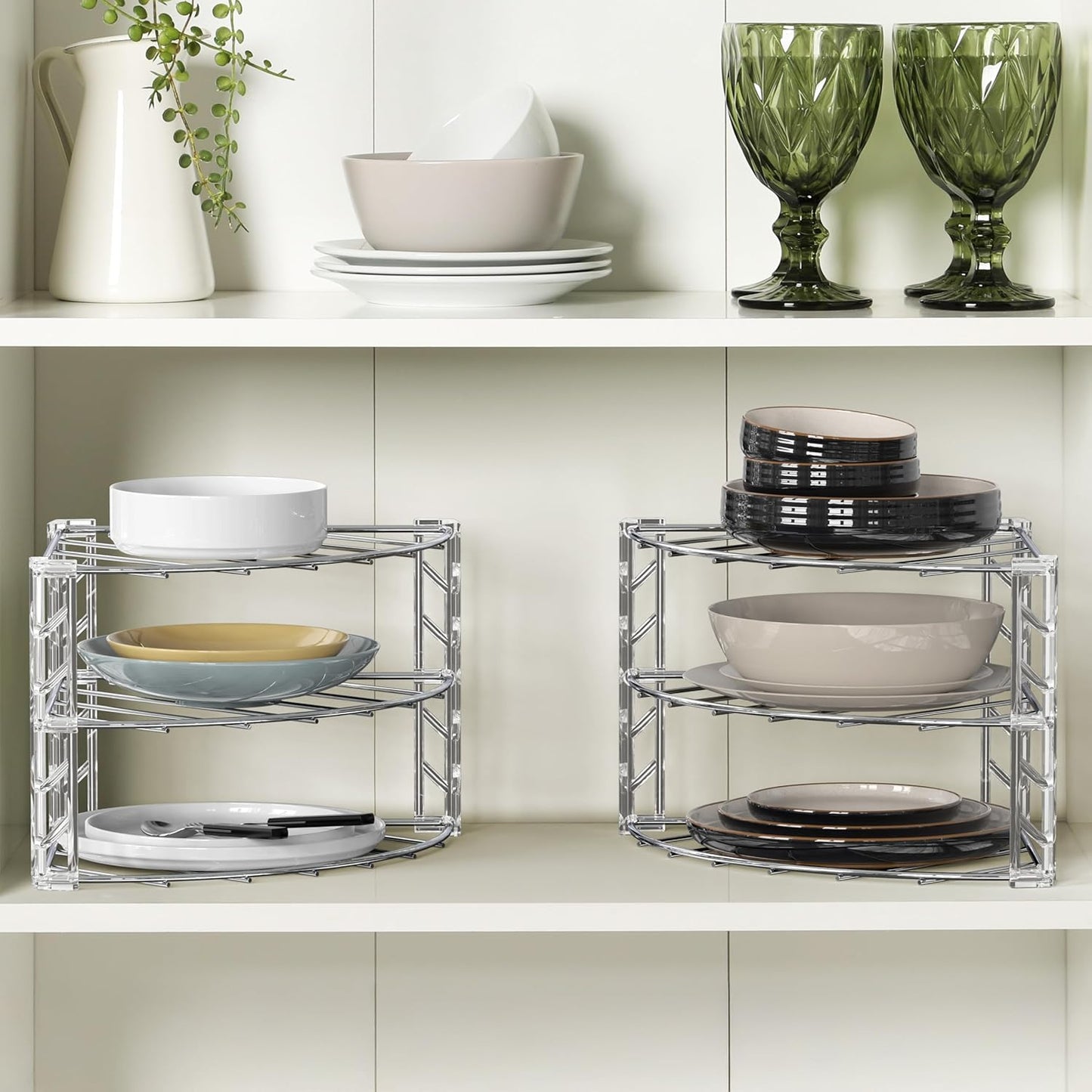 3-Tier Counter and Cabinet Corner Shelf Organizer, Chrome