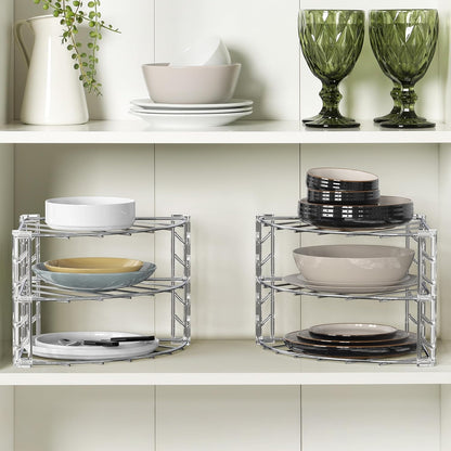 3-Tier Counter and Cabinet Corner Shelf Organizer, Chrome