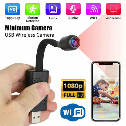 Mini WiFi USB Camera 1080P HD | Motion Detection Night Vision | Wireless Home Security