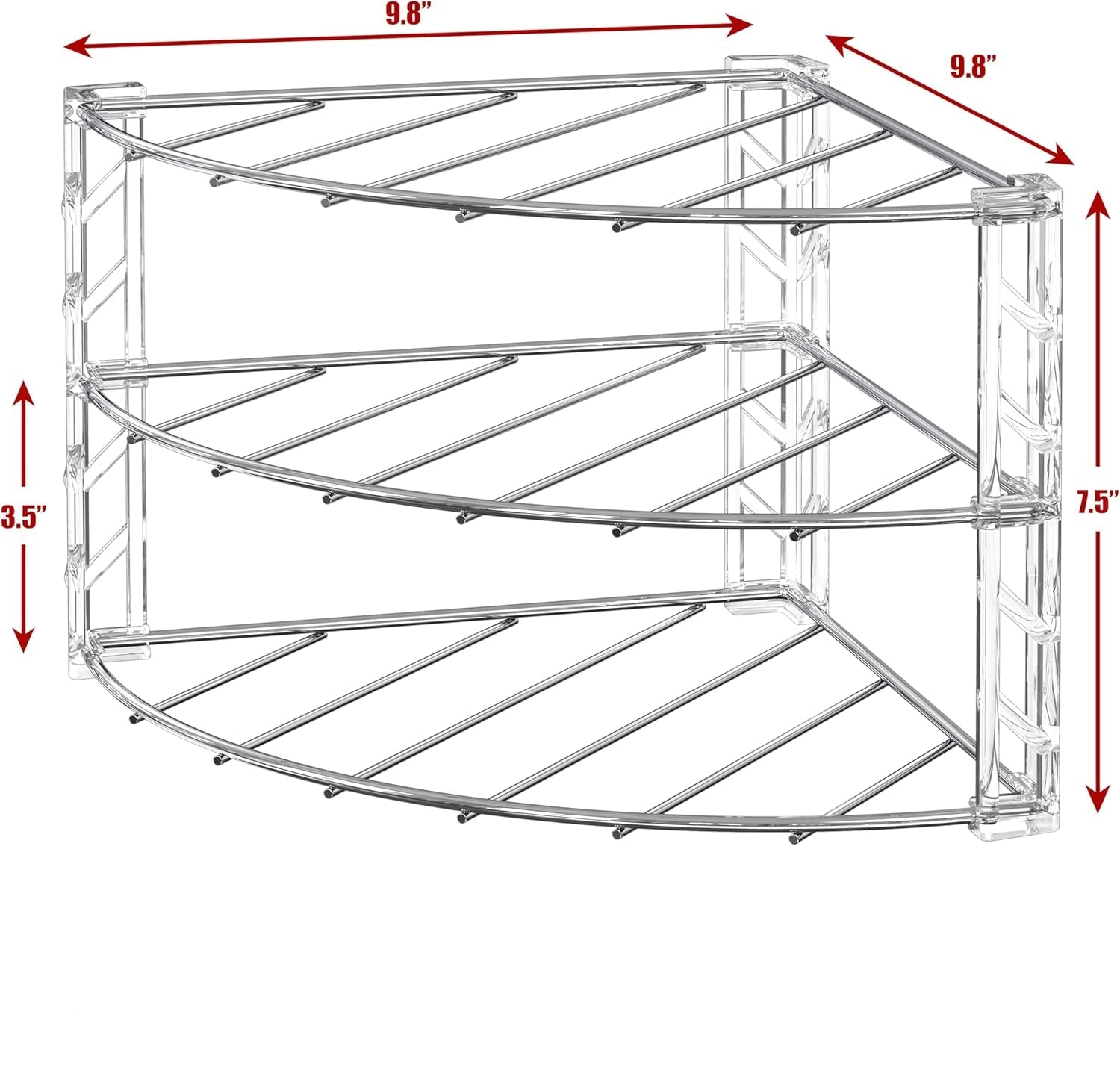 3-Tier Counter and Cabinet Corner Shelf Organizer, Chrome