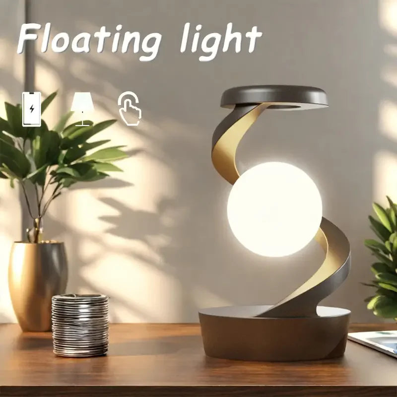 Creative Rotating Floating Table Lamp w| 15W Wireless Charger