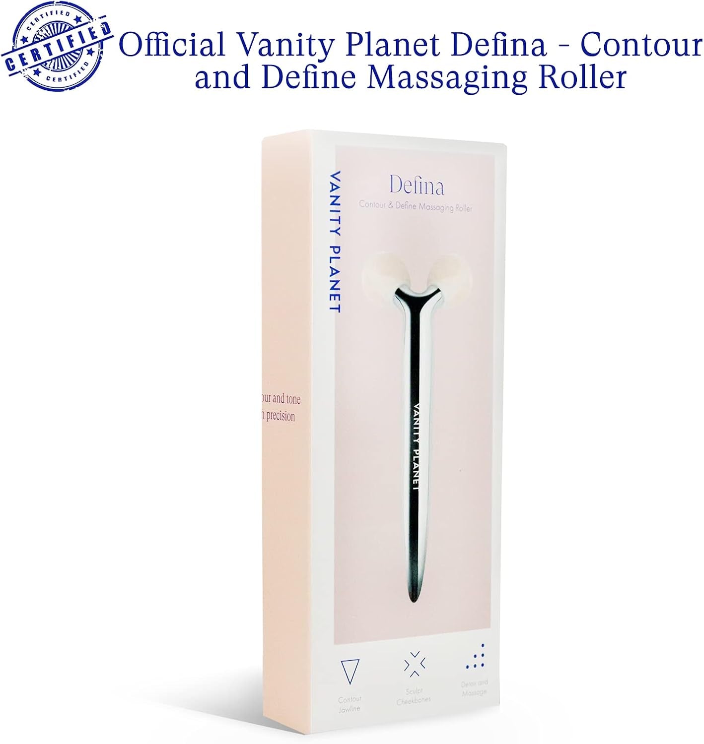 Defina Contour and Define Massaging Roller - Facial Roller Helps Stimulates Blood Flow and Helps Reduce Fine Lines - Unique V-Shaped Design for Cooling Precision