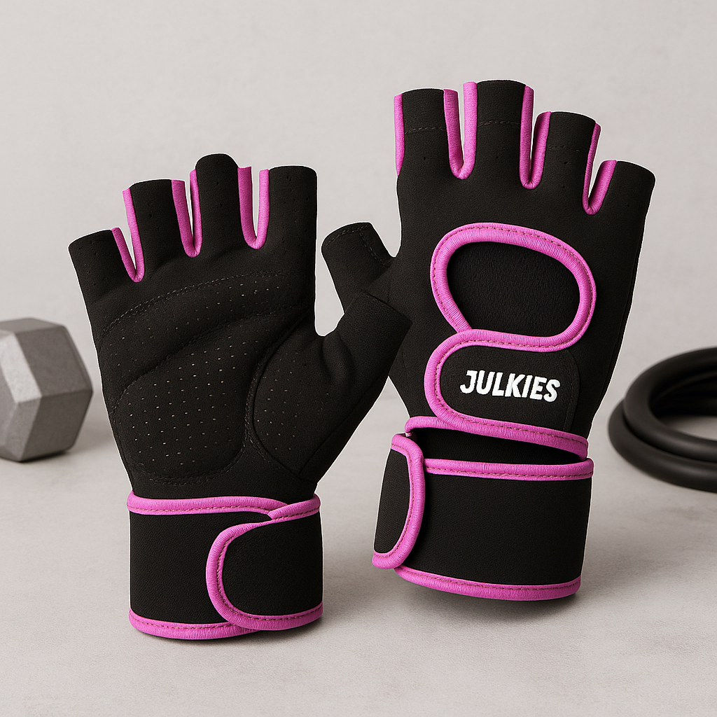 Anti-Slip Half Finger Gym Gloves | Wrist Support & Breathable Workout Gloves
