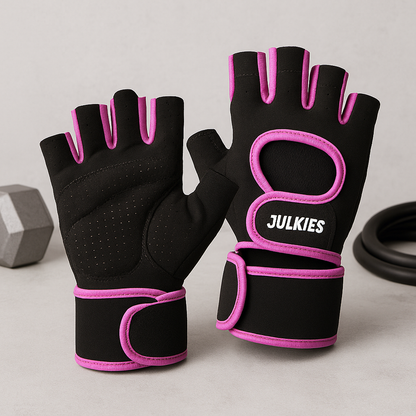 Anti-Slip Half Finger Gym Gloves | Wrist Support & Breathable Workout Gloves