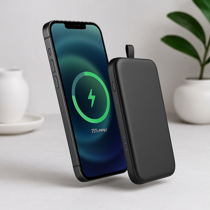 Slim Wireless Mag Charger | Portable 5000mAh Magnetic Power Bank