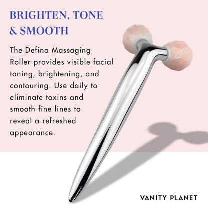 Defina Contour and Define Massaging Roller - Facial Roller Helps Stimulates Blood Flow and Helps Reduce Fine Lines - Unique V-Shaped Design for Cooling Precision