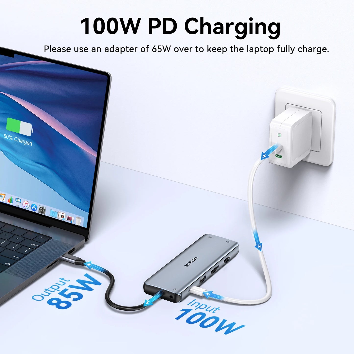 USB-C Triple Display Hub Adapter | 11-in-1 Docking Station VGA, USB 3.1, RJ45 & 100W PD Charging