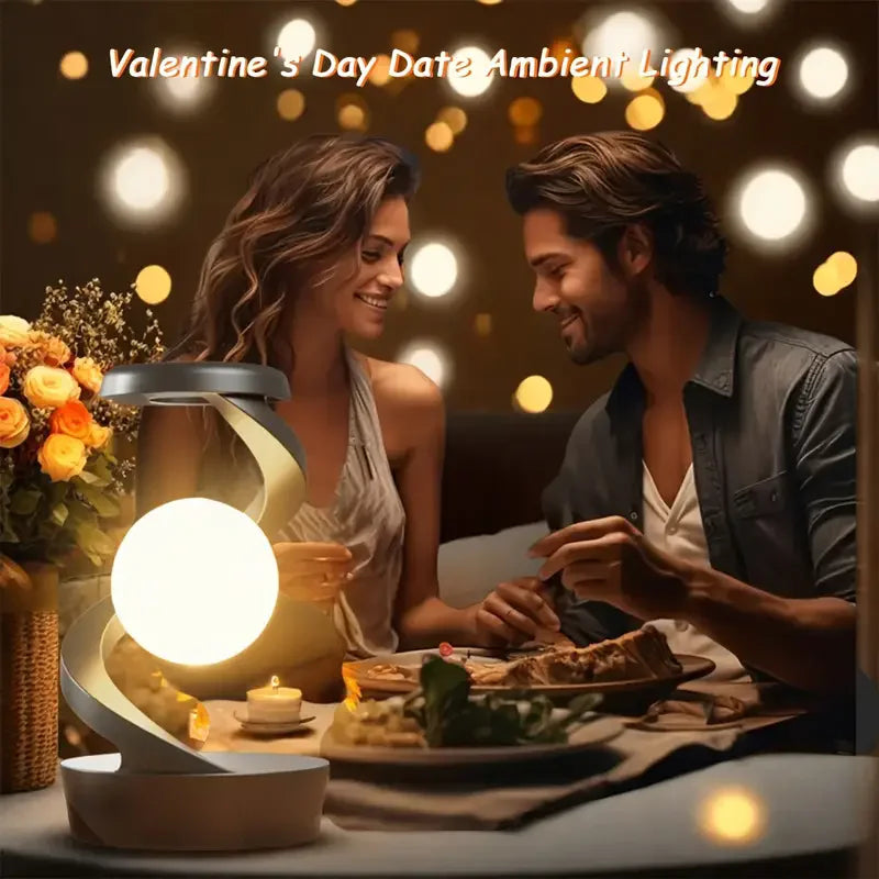 Creative Rotating Floating Table Lamp w| 15W Wireless Charger