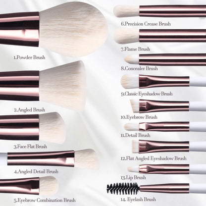 14-Piece Makeup Brush Set with Illuminated Mirror, Portable Short Handle,Led Light,Usb Rechargeable Makeup Brushes Kit