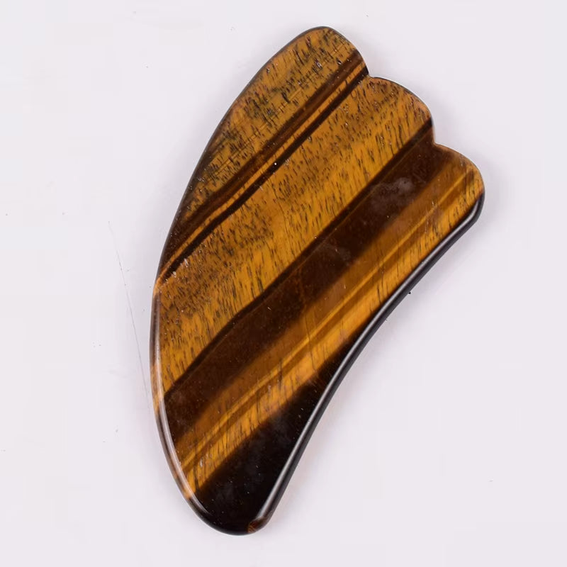 Tiger Eye Sawtooth Roller Shoulder Neck Massager Natural Stone Face Care Gua Sha Massage Set Tool Acupuncture Health Beauty