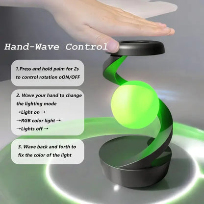 Creative Rotating Floating Table Lamp w| 15W Wireless Charger