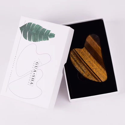 Tiger Eye Sawtooth Roller Shoulder Neck Massager Natural Stone Face Care Gua Sha Massage Set Tool Acupuncture Health Beauty