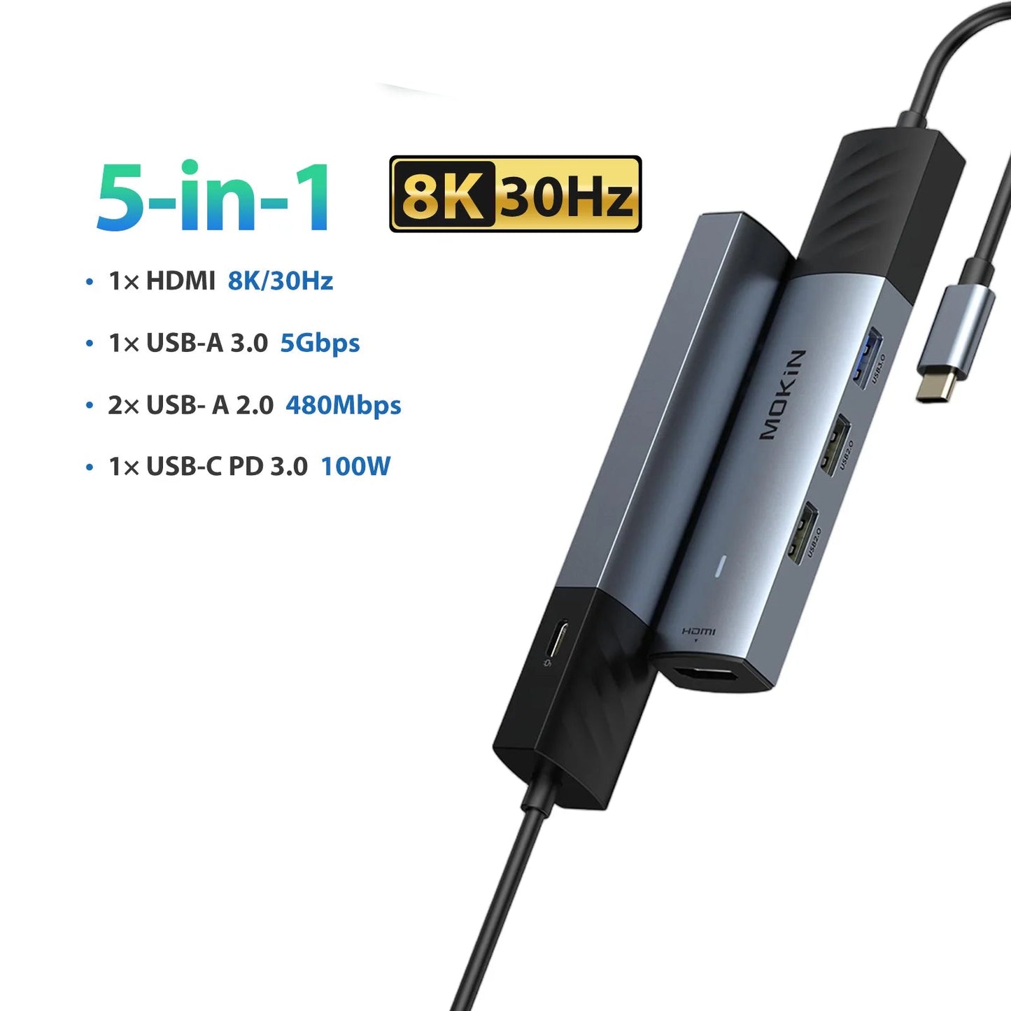 USB-C Triple Display Hub Adapter | 11-in-1 Docking Station VGA, USB 3.1, RJ45 & 100W PD Charging