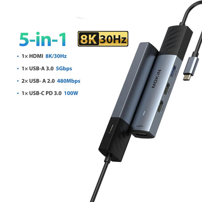 USB-C Triple Display Hub Adapter | 11-in-1 Docking Station VGA, USB 3.1, RJ45 & 100W PD Charging