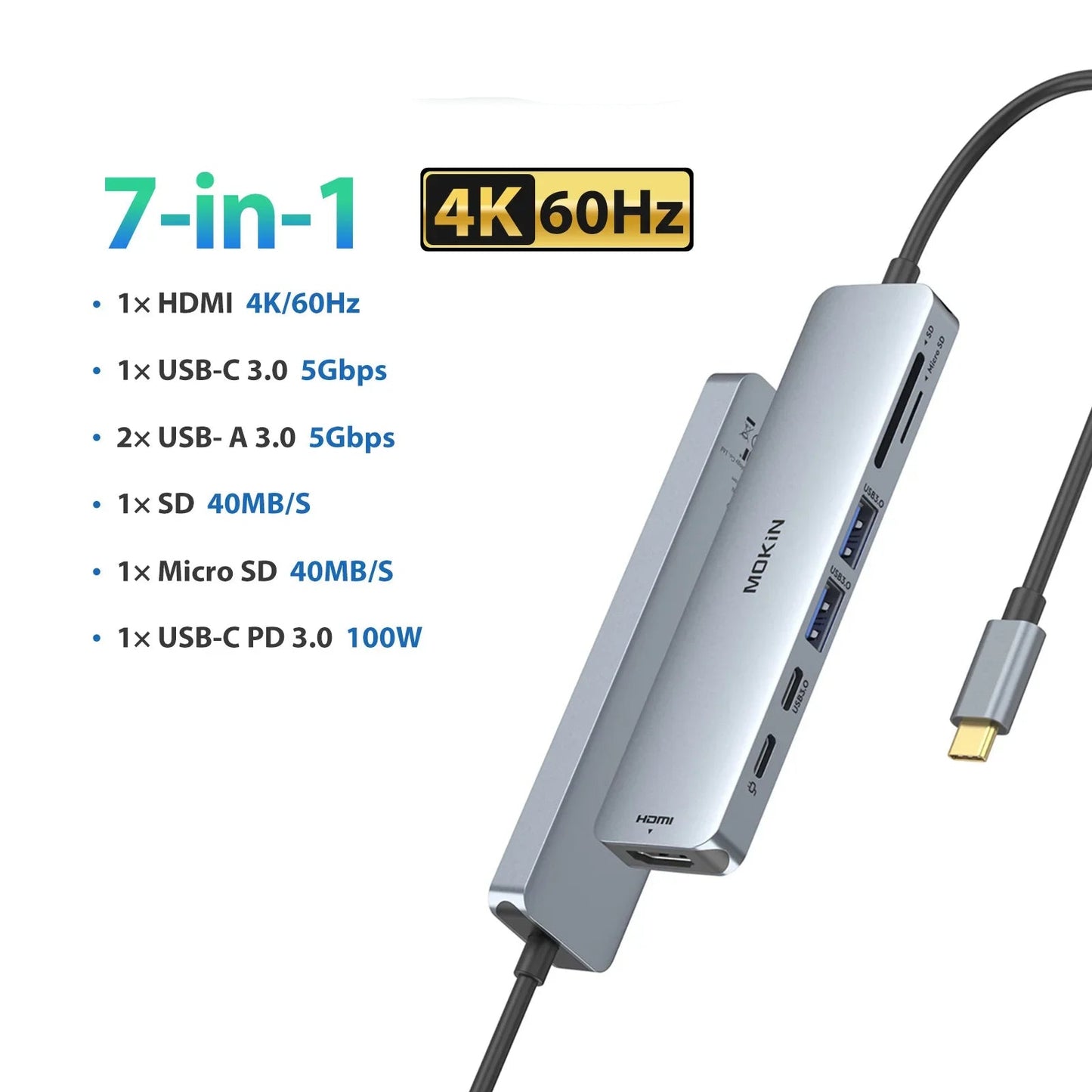 USB-C Triple Display Hub Adapter | 11-in-1 Docking Station VGA, USB 3.1, RJ45 & 100W PD Charging