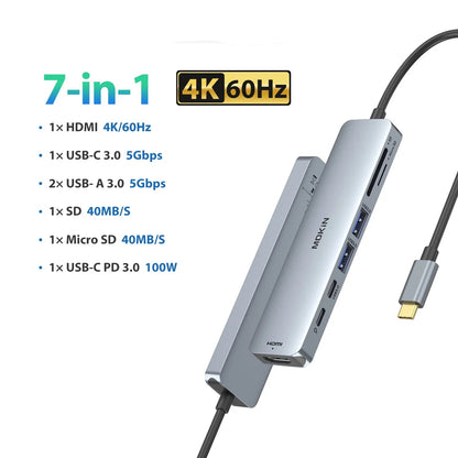 USB-C Triple Display Hub Adapter | 11-in-1 Docking Station VGA, USB 3.1, RJ45 & 100W PD Charging