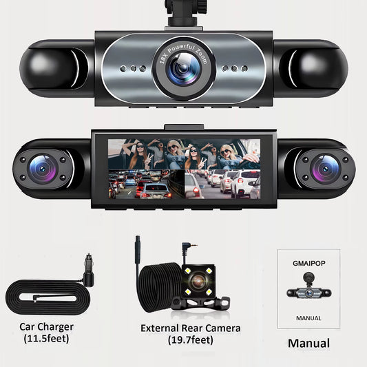 4 Channel Dash Cam 360° Car Video Recorder Black Box with Night Vision 24/7 Parking Monitor G-Sensor Loop Recording Auto Parts