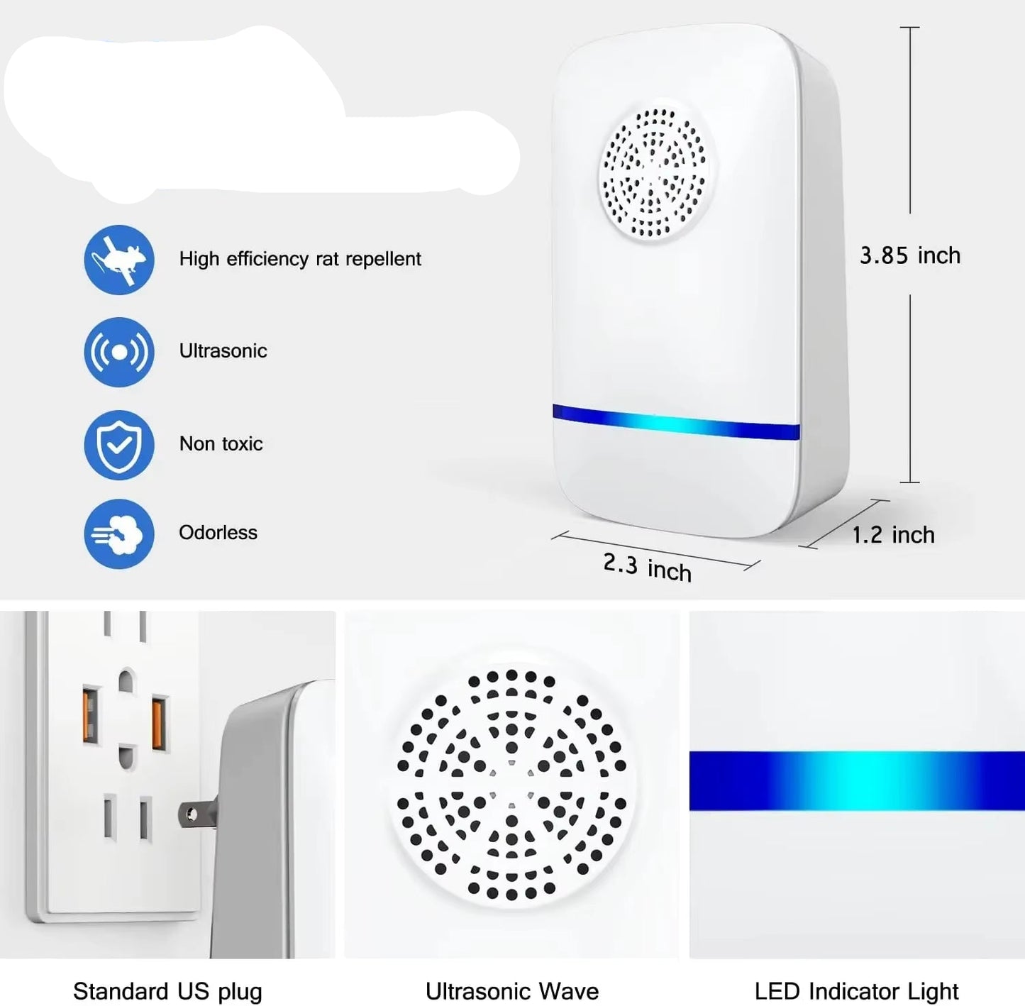 Ultrasonic Electronic Insect Repellent Pest Repeller Pest Control Electronic Ultrasonic Repeller Indoor