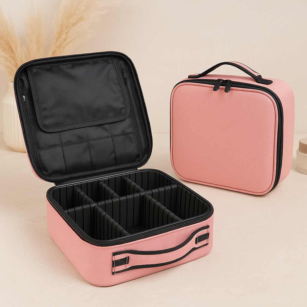 Portable Partition Makeup Bag | Adjustable Travel Cosmetic Organizer