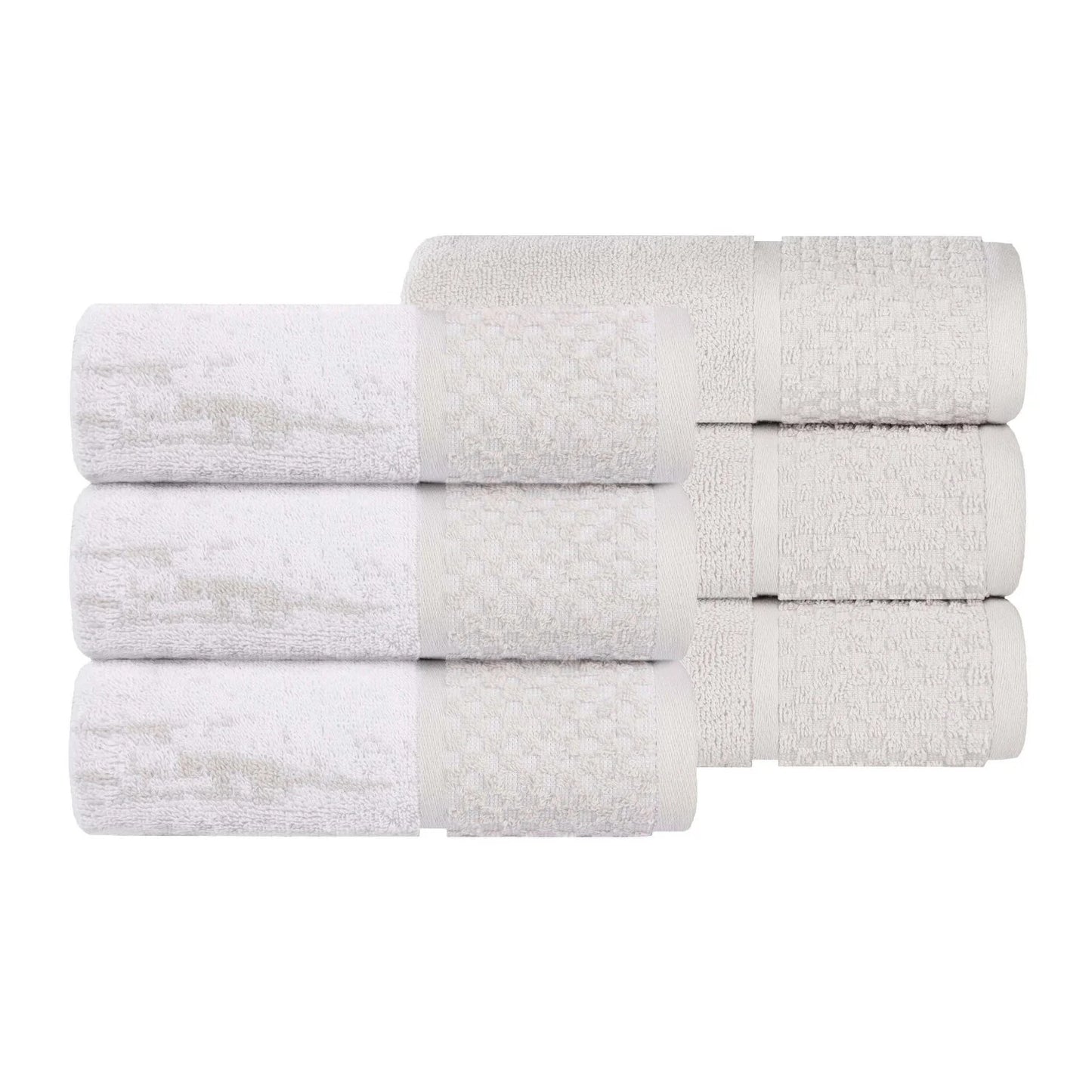 Lodie Cotton Hand Towel Set of 6, Black-Ivory