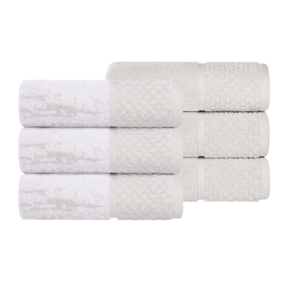 Lodie Cotton Hand Towel Set of 6, Black-Ivory