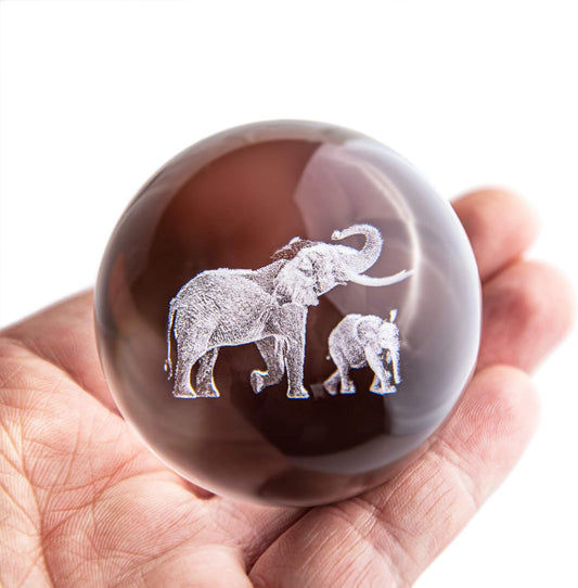 3D Laser Elephant Crystal 60Mm Ball Crystal Paperweight Figurine Home Art Decor Crafts