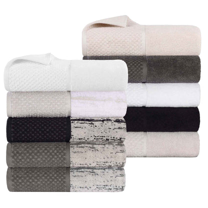 Lodie Cotton Hand Towel Set of 6, Black-Ivory