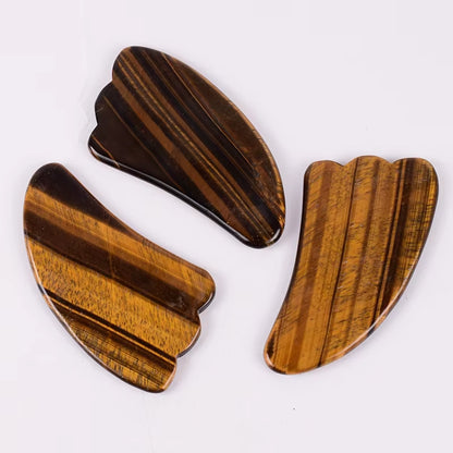 Tiger Eye Sawtooth Roller Shoulder Neck Massager Natural Stone Face Care Gua Sha Massage Set Tool Acupuncture Health Beauty