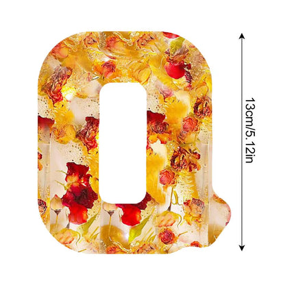 Floral 26 Letters Night Lights Decorative Resin Lamp with Initial Letter & Dry Flower Creative Table Light Night Lamp Glowing