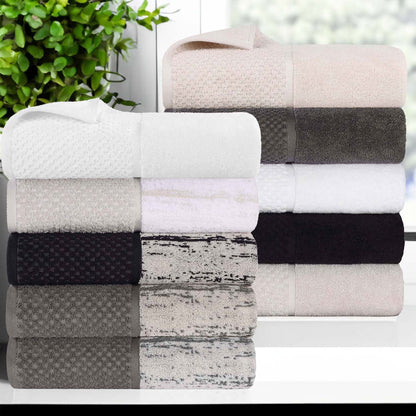 Lodie Cotton Hand Towel Set of 6, Black-Ivory