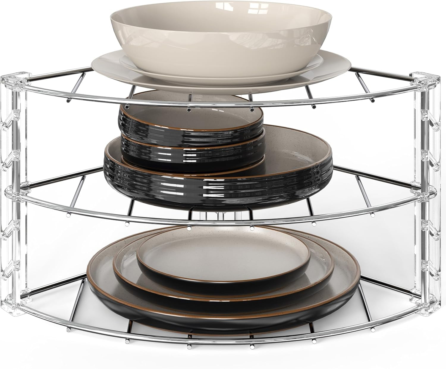 3-Tier Counter and Cabinet Corner Shelf Organizer, Chrome