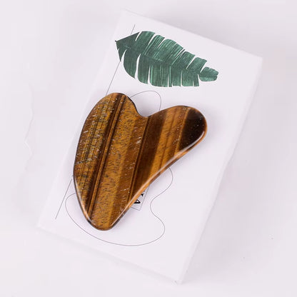 Tiger Eye Sawtooth Roller Shoulder Neck Massager Natural Stone Face Care Gua Sha Massage Set Tool Acupuncture Health Beauty
