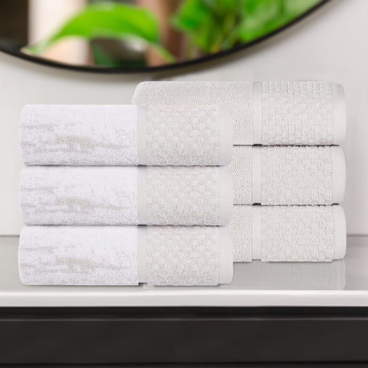 Lodie Cotton Hand Towel Set of 6, Black-Ivory