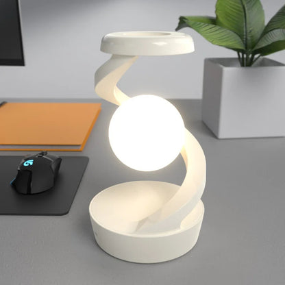 Creative Rotating Floating Table Lamp w| 15W Wireless Charger